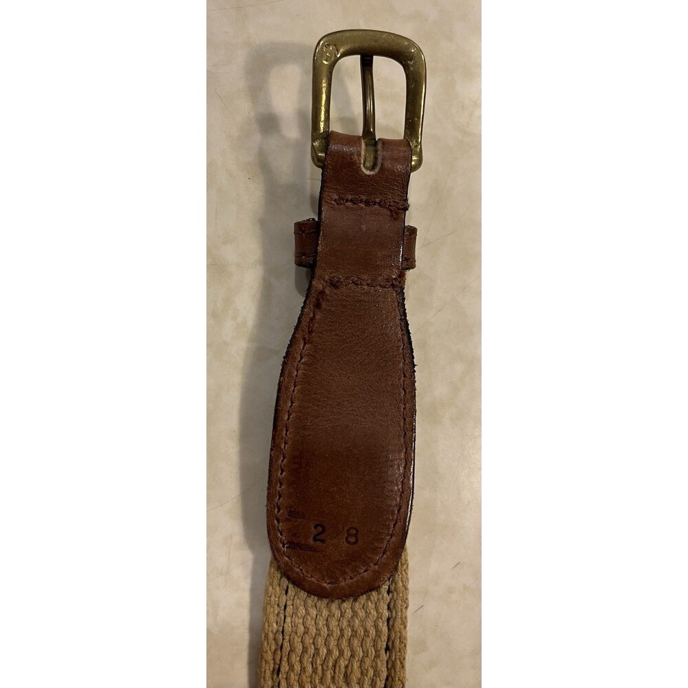 Embroidered Belt Sailboat Pattern Canvas Leather Brass Buckle Preppy Golf 28 - Picture 4 of 8
